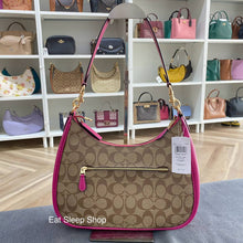 Load image into Gallery viewer, COACH TERI HOBO IN SIGNATURE CANVAS IN KHAKI/CERISE (CK161)

