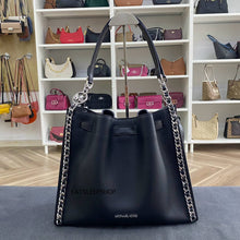 Load image into Gallery viewer, MICHAEL KORS MINA LARGE BELTED CHAIN INLY SHOULDER BAG IN BLACK
