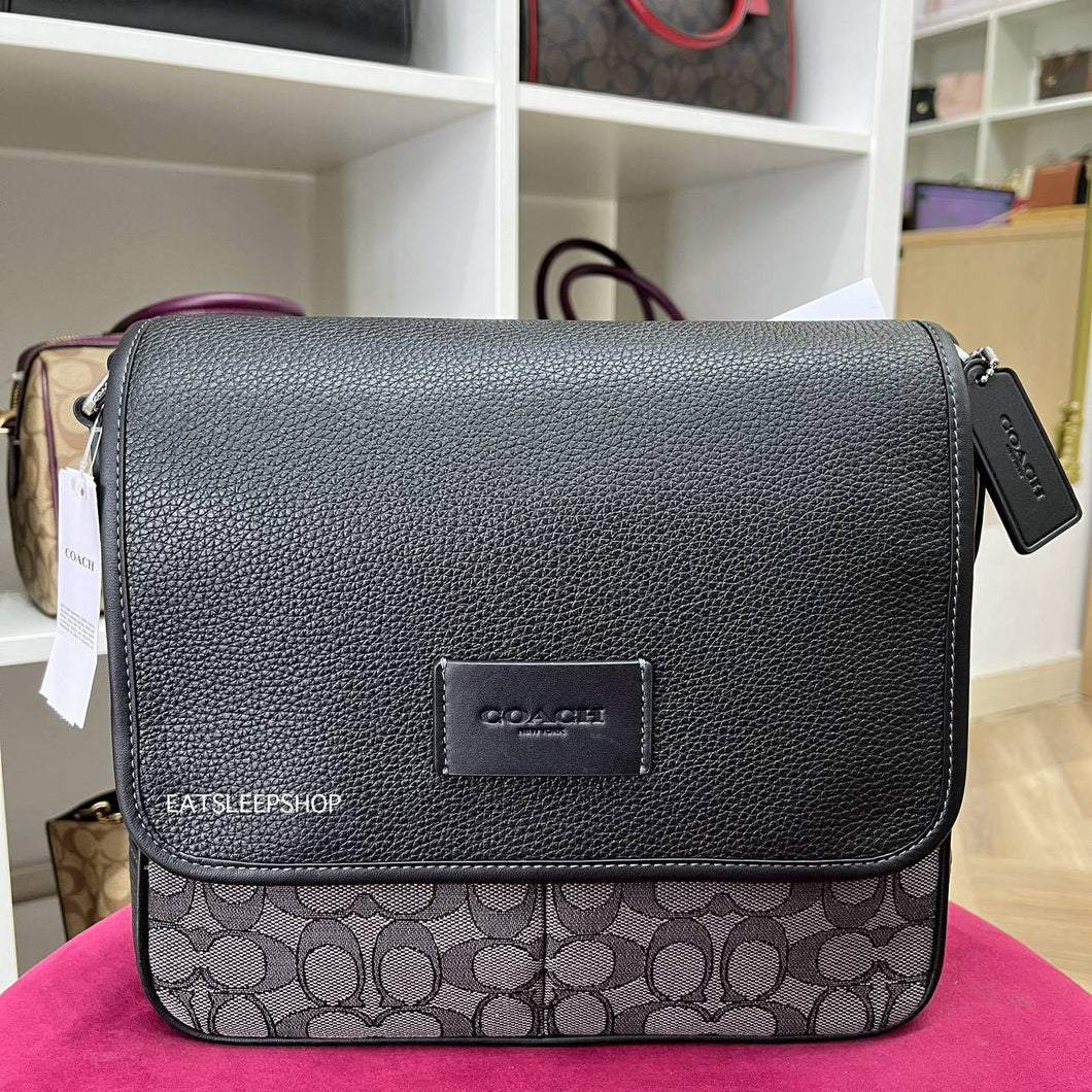COACH SPRINT MAP BAG 25 IN SIGNATURE JACQUARD CE534 IN CHARCOAL/BLACK
