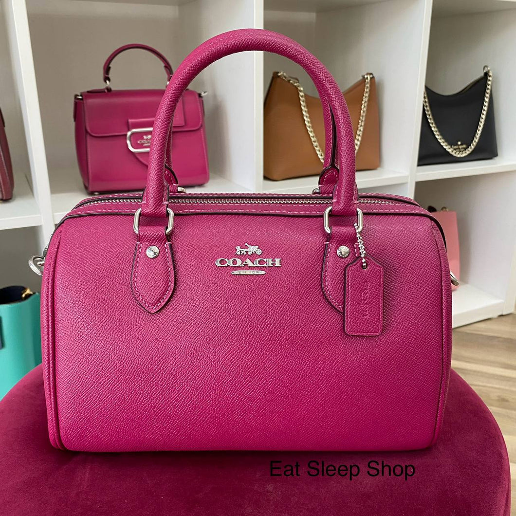COACH ROWAN SATCHEL WITH SIGNATURE CANVAS STRAP CH322 IN BRIGHT VIOLET