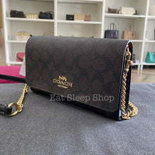 Load image into Gallery viewer, COACH FLAP CROSSBODY IN SIGNATURE CANVAS (COACH CP033) GOLD/BROWN BLACK
