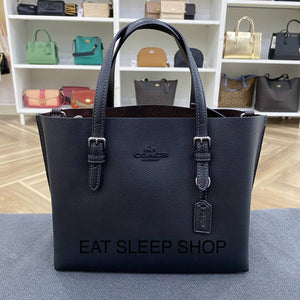 COACH MOLLIE TOTE 25 LEATHER SILVER BLACK (CV966)