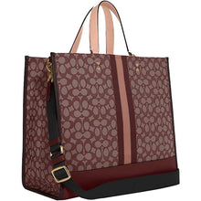 Load image into Gallery viewer, COACH DEMPSEY TOTE 40 SIGNATURE JACQUARD IN WINE MULTI C8418
