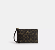 COACH CORNER ZIP WRISTLET IN LOVED SIGNATURE CANVAS (CEF78) IN BROWN