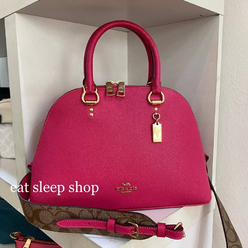 COACH KATY SATCHEL WITH SIGNATURE CANVAS DETAIL C8498 IN IM/BOLD PINK/KHAKI