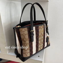 Load image into Gallery viewer, COACH MOLLIE TOTE 25 SIGNATURE JACQUARD WITH STRIPES C8416 IN IM/KHAKI BLACK MULTI
