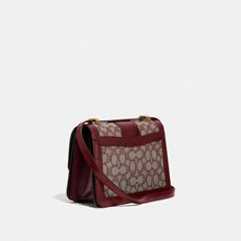 Load image into Gallery viewer, COACH ALIE SHOULDER SIGNATURE JACQUARD WITH SNAKESKIN DETAIL C3762 IN B4/BURGUNDY BLACK CHERRY
