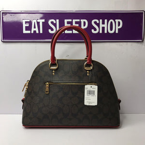 COACH KATY SATCHEL IN SIGNATURE CANVAS  2558 IN BROWN 1941 RED (6165662793915)