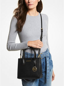 MICHAEL KORS MERCER MEDIUM MESSENGER LEATHER IN BLACK