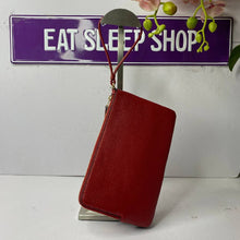 Load image into Gallery viewer, COACH  DOUBLE ZIP WALLET WRISTLET SIGNATURE C5576 IN BROWN 1941 RED
