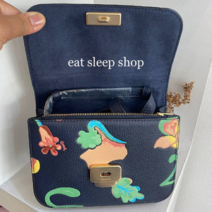 COACH MINI BRYNN CROSSBODY C8757 WITH DREAMY LAND FLORAL PRINT IN GOLD/MIDNIGHT MULTI