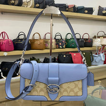 Load image into Gallery viewer, COACH GEORGIE SHOULDER BAG SIGNATURE CANVAS C4067 IN SILVER/LIGHT KHAKI/MARBLE BLUE

