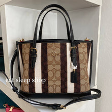 Load image into Gallery viewer, COACH MOLLIE TOTE 25 SIGNATURE JACQUARD WITH STRIPES C8416 IN IM/KHAKI BLACK MULTI
