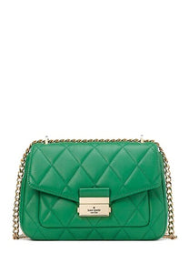KATE SPADE CAREY SMOOTH QUILTED LEATHER SMALL IN GREEN BEAN