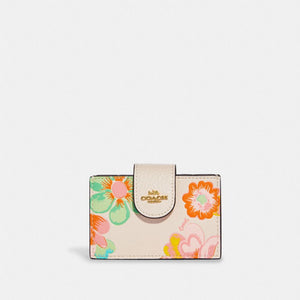 COACH ACCORDION CARD CASE WITH DREAMY LAND FLORAL PRINT C8702 IN CHALK MULTI