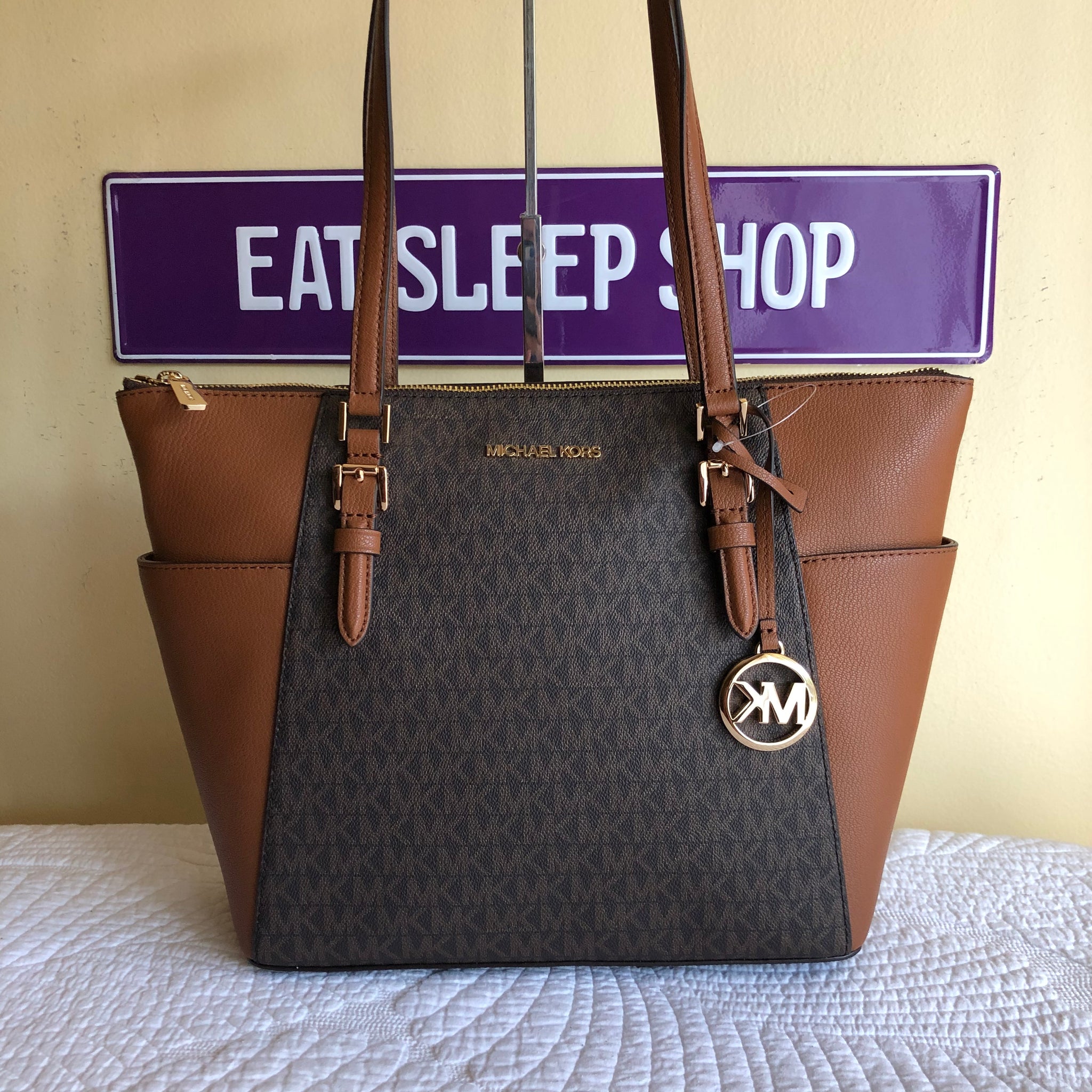 Michael Kors Charlotte Large Leather Top-Zip Tote
