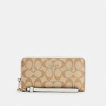Load image into Gallery viewer, COACH SIGNATURE LONG ZIP AROUND WALLET C4452 IN LIGHT KHAKI/CHALK
