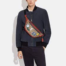 COACH X PEANUTS WARREN BELT BAG SIGNATURE WITH PATCHES CE541 IN KHAKI MULTI