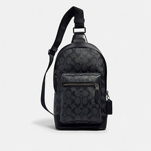 Load image into Gallery viewer, COACH WEST PACK IN SIGNATURE CANVAS 2853 IN QB/CHARCOAL BLACK (6165947678907)
