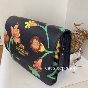 COACH MINI BRYNN CROSSBODY C8757 WITH DREAMY LAND FLORAL PRINT IN GOLD/MIDNIGHT MULTI