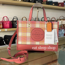 Load image into Gallery viewer, COACH DEMPSEY CARRYALL WITH GARDEN PLAID PRINT AND COACH PATCH C8201 IN GOLD/TAFFY MULTI
