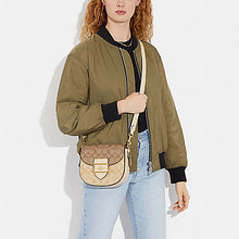 Load image into Gallery viewer, COACH MORGAN SADDLE BAG IN BLOCKED SIGNATURE CANVAS CH507 IN IM/LIGHT KHAKI MULTI
