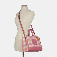Load image into Gallery viewer, COACH DEMPSEY CARRYALL WITH GARDEN PLAID PRINT AND COACH PATCH C8201 IN GOLD/TAFFY MULTI
