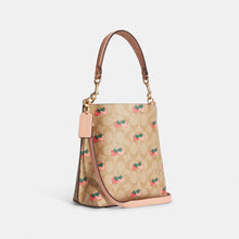 Load image into Gallery viewer, COACH MOLLIE BUCKET 22 SIGNATURE WITH STRAWBERRY PRINT CB602 IN LIGHT KHAKI MULTI

