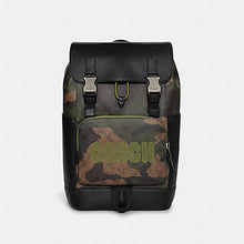 Load image into Gallery viewer, COACH TRACK BACKPACK IN SIGNATURE WITH CAMO PRINT AND COACH PATCH CC016 IN OLIVE GREEN MULTI
