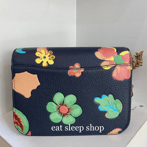 COACH MINI BRYNN CROSSBODY C8757 WITH DREAMY LAND FLORAL PRINT IN GOLD/MIDNIGHT MULTI