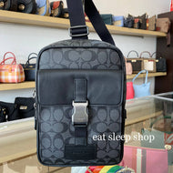 COACH TRACK PACK COLORBLOCK SIGNATURE CANVAS C2711 IN GUNMETAL / CHARCOAL /BLACK