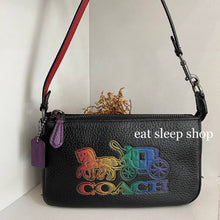 Load image into Gallery viewer, COACH NOLITA 19 C6902 COLORBLOCK WITH HORSE AND CARRIAGE IN GUNMETAL/BLACK MULTI
