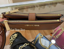 Load image into Gallery viewer, MICHAEL KORS JET SET TRAVEL LARGE DOUBLE ZIP WRISTLET WALLET LEATHER IN LUGGAGE
