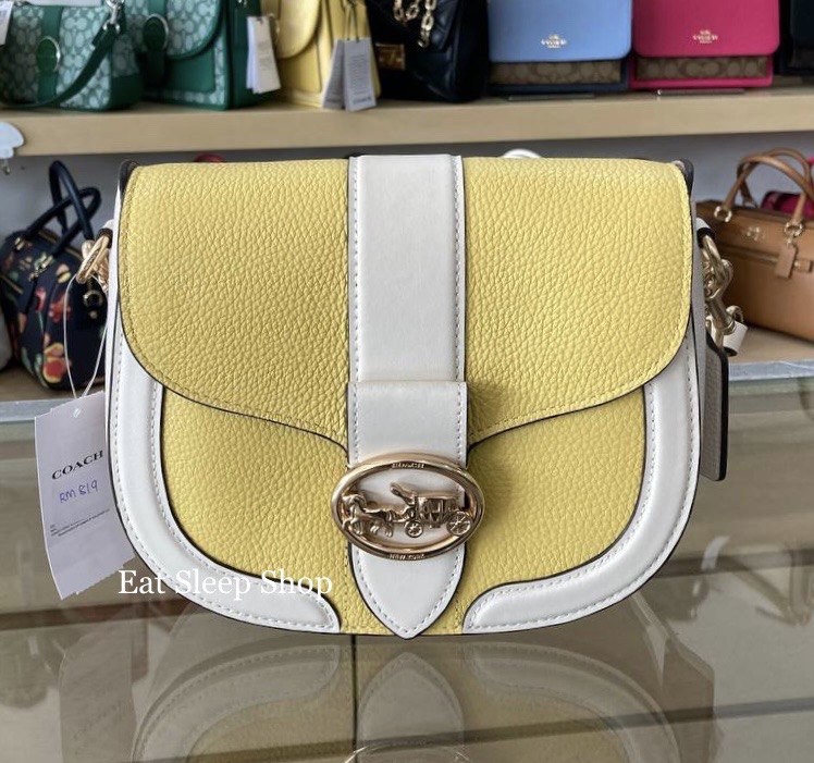 COACH GEORGIE SADDLE BAG IN COLORBLOCK C8296 IN RETRO YELLOW MULTI