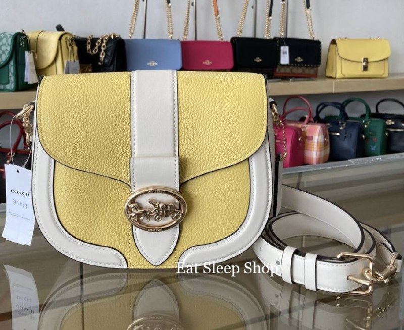 COACH GEORGIE SADDLE BAG IN COLORBLOCK C8296 IN RETRO YELLOW MULTI