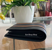 Load image into Gallery viewer, COACH 3-IN-1 WALLET WITH VARSITY STRIPE 3007 IN BLACK SADDLE MIDNIGHT
