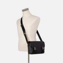 Load image into Gallery viewer, COACH TRACK CROSSBODY SIGNATURE CANVAS C3747 IN QB/CHARCOAL BLACK
