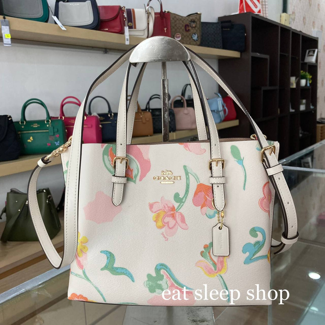 MOLLIE TOTE 25 WITH DREAMY LAND FLORAL PRINT GOLD/CHALK MULTI