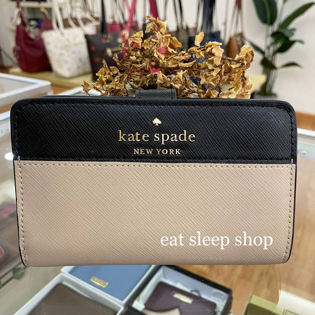 Kate Spade Staci Laptop Tote Large Shoulder Bag Warm Beige Leather