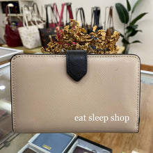 Load image into Gallery viewer, KATE SPADE STACI COLORBLOCK MEDIUM COMPACT BIFOLD WALLET WLR00124 IN WARM BEIGE
