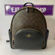 Load image into Gallery viewer, COACH COURT BACKPACK SIGNATURE CANVAS 5671 IN BROWN/BLACK
