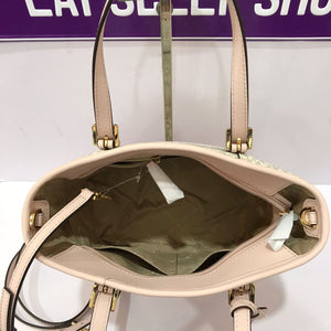 MICHAEL KORS JET SET TRAVEL XS CARRYALL CONVERTIBLE TOP ZIP TOTE IN SIGNATURE POWDER BLUSH MULTI (6129085612219)