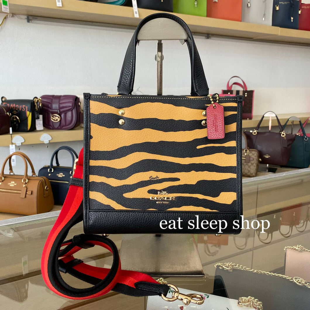 COACH DEMPSEY TOTE 22 WITH TIGER PRINT C6988 IN IM/HONEY/BLACK MULTI
