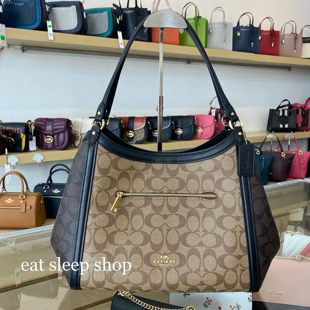 COACH KRISTY SHOULDER BLOCKED SIGNATURE C6831 IN KHAKI BROWN MULTI