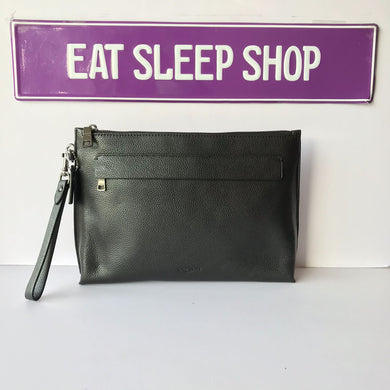 COACH CARRYALL POUCH PEBBLE LEATHER F28614 IN BLACK (5645018071193)