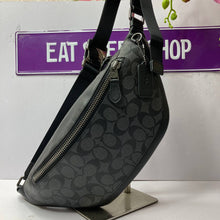 Load image into Gallery viewer, COACH WARREN BELT BAG SIGNATURE CANVAS F78777 IN QB/CHARCOAL BLACK (6671949889723)
