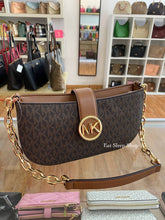 Load image into Gallery viewer, MICHAEL KORS CARMEN SMALL POUCHETTE SIGNATURE IN BROWN
