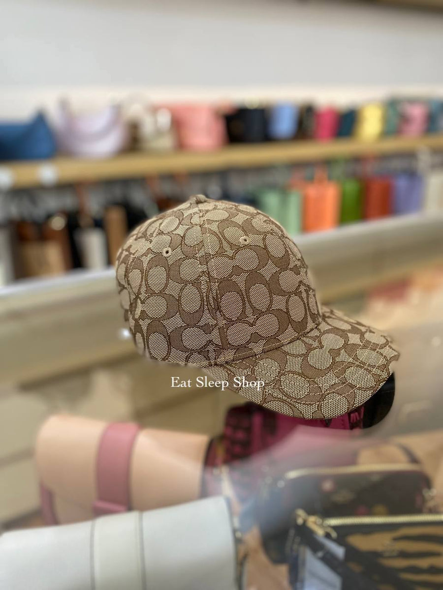 COACH CAP HAT IN SIGNATURE JACQUARD CH400 IN KHAKI