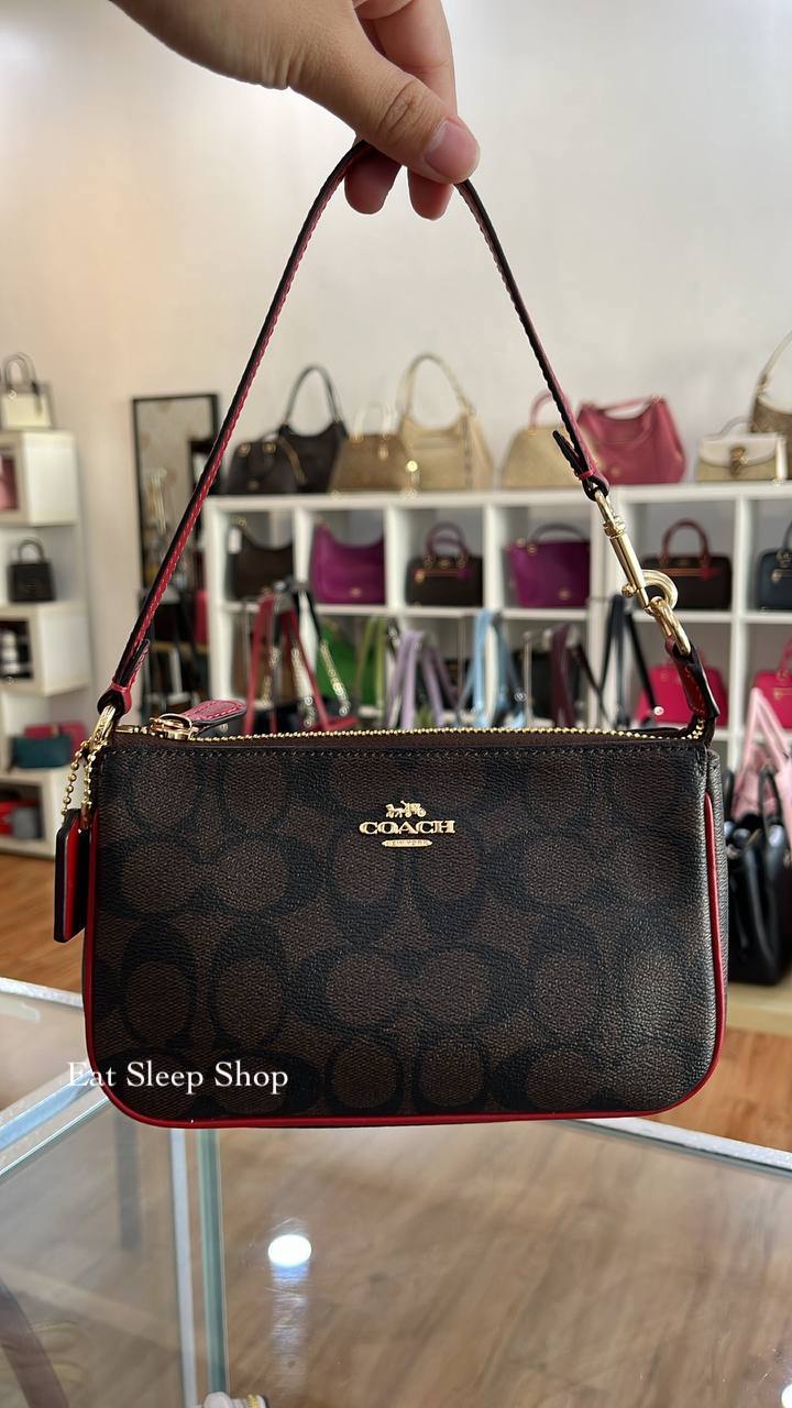 COACH NOLITA 19 IN SIGNATURE CANVAS C3308 IN BROWN RED