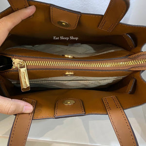 MICHAEL KORS EMILIA SMALL SATCHEL SIGNATURE IN BROWN